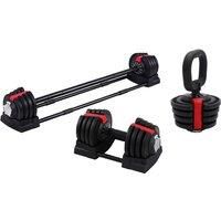 3-in-1 Adjustable Barbell, Dumbbell & Kettlebell Home Set