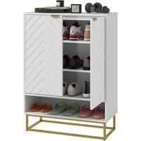 Homcom Shoe Storage Cabinet With Adjustable Shelf