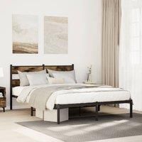 Berkfield Home Metal Bed Frame without Mattress Smoked Oak 160x200 cm in Brown