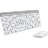 Logitech MK470 Slim Wireless Keyboard & Mouse Combo for Windows, 2.4GHz USB Unifying USB-Receiver, Low Profile, Whisper-Quiet, Long Battery Life, Optical Mouse, PC/Laptop, QWERTY UK Layout - White