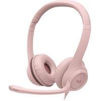 Logitech H390 Wired Headset for PC/Laptop, Stereo Headphones with Noise Cancelling Microphone, USB-A, In-Line Controls, Works with Chromebook - Rose