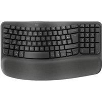 Logitech Wave Keys Wireless Ergonomic Keyboard with Cushioned Palm Rest, Comfortable Natural Typing, Easy-Switch, Bluetooth, Logi Bolt Receiver, for Multi-OS, Windows/Mac, UK English QWERTY - Graphite