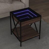 Berkfield Home Coffee Table with Infinity LED Brown Oak 40x40x49 cm | Size: 40 x 40 x 49 cm