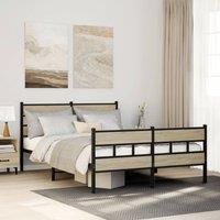 Berkfield Home Metal Bed Frame without Mattress Sonoma Oak 140x190 cm in Brown