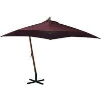 Hanging Parasol with Pole Bordeaux Red 3x3 m Solid Fir Wood
