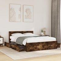 Berkfield Home Bed Frame with Headboard without Mattress Smoked Oak 120x190 cm Small Double in Brown