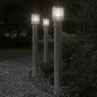 Berkfield Home Outdoor Floor Lamp with Sensor Silver 110cm Stainless Steel