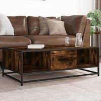 Berkfield Home Coffee Table Smoked Oak 100x57x35 cm Engineered Wood & Metal in Brown | Size: 100 x 57 x 35 cm