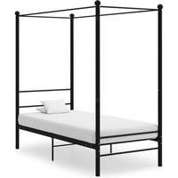 Canopy Bed Frame Black Metal 100x200 cm
