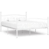 Berkfield Home Bed Frame with Slatted Base White Metal 180x200 cm Super King