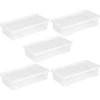 Wham Crystal Clear Under Bed Storage Box with Lid 42L - Set of 5