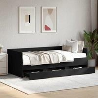 Berkfield Home Daybed with Drawers without Mattress Black 75x190 cm Small Single