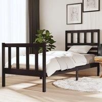 Bed Frame Black 75x190 cm Small Single Solid Wood