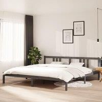 Bed Frame Grey Solid Wood 200x200 cm