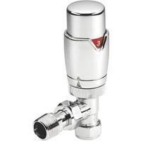 Cassellie Chrome Angled Thermostatic TRV & Lockshield 15mm x 1/2" (811GX)
