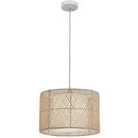 Viokef Grido pendant light bamboo lampshade, white