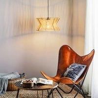 Argela hanging light with dual lampshade, natural