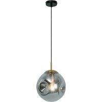 Viokef Oscar pendant light, glass lampshade, smoky grey