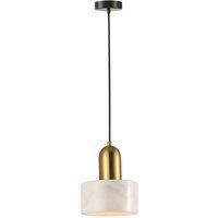 Viokef Marble pendant light, full lampshade, white