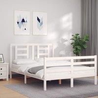 Bed Frame with Headboard White 140x190 cm Solid Wood