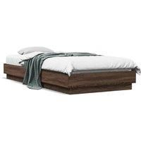 Berkfield Home Bed Frame without Mattress with LED Lights Brown Oak 100x200 cm