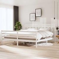 Bed Frame White Solid Wood 200x200 cm
