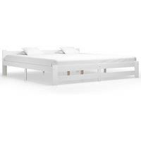 Bed Frame White Solid Pine Wood 200x200 cm