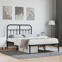 Metal Bed Frame with Headboard Black 120x200 cm