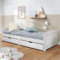 Day Bed with 2 Drawers IRUN White 90x200 cm Solid Wood Pine