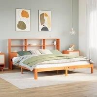 Berkfield Home Bookcase Bed without Mattress Wax Brown 180x200 cm Super King Solid Wood Pine