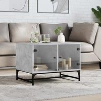 Berkfield Home Coffee Table with Glass Doors Concrete Grey 68.5x50x50 cm