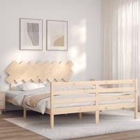 Bed Frame with Headboard 160x200 cm Solid Wood