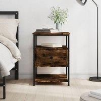 Bedside Cabinet Smoked Oak 40x42x56 cm Engineered Wood