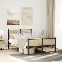 Berkfield Home Metal Bed Frame without Mattress Sonoma Oak 120x190 cm Small Double in Brown