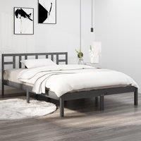 Bed Frame Grey Solid Wood 200x200 cm