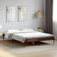 Berkfield Home Bed Frame without Mattress Brown Oak 120x200 cm | Size: Small Double