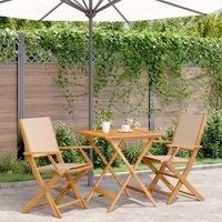Berkfield Home 3 Piece Bistro Set Beige Fabric & Solid Wood