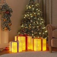 Berkfield Home Lighted Christmas Boxes 3 pcs 64 LEDs Warm White