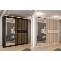 Modern 150/203Cm Sliding Door Wardrobe In White & Black Colors