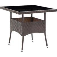 Garden Dining Table Brown Poly Rattan