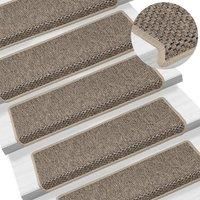 Berkfield Home Stair Mats Self-adhesive Sisal-Look 15 pcs 65x21x4 cm Dark Beige | Size: Medium
