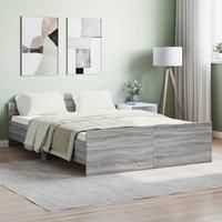 Bed Frame with Headboard and Footboard Grey Sonoma 140x190 cm