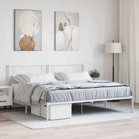 Metal Bed Frame with Headboard White 183x213 cm