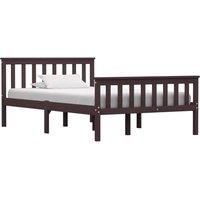 Bed Frame Dark Brown Solid Pinewood 120x200 cm