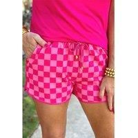 Everyday The Label Women's Rose Checkered Drawstring Elastic Waist Casual Shorts | Size: Small