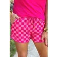 Everyday The Label Women's Rose Checkered Drawstring Elastic Waist Casual Shorts | Size: Large