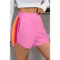 Everyday The Label Women's Bonbon Color Block Stripes Elastic High Waist Active Shorts | Size: Medium