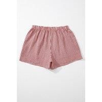 Everyday The Label Women's Red Plaid Gingham Printed High Waist Shorts - Red Stripe | Size: Large