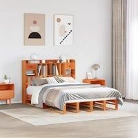 Berkfield Home Bookcase Bed without Mattress Wax Brown 140x190 cm Solid Wood Pine
