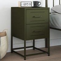 Berkfield Home Bedside Cabinet Olive Green 36x39x60.5 cm Steel